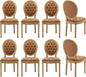 Vintage French Dining Chairs Set of 8, Round Back PU Leather Upholstered Accent Chairs with Nailhead Trim and Solid Wood Frame, Farmhouse Sillas de Comedor for Dining Room & Kitchen, Whiskey Brown