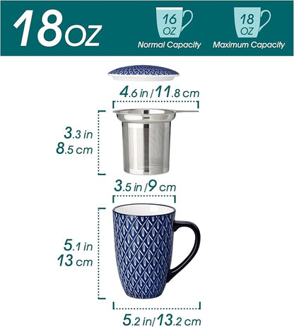vancasso SELENE Porcelain Tea Mug, 18 oz Porcelain Tea Cup - Image 2