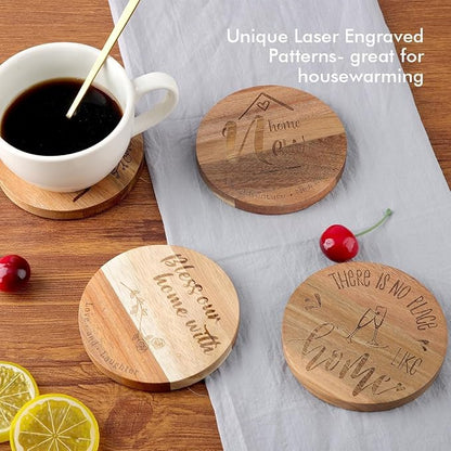 WLWNWFT Wood Coasters for Drinks Tabletop Protection - Image 3