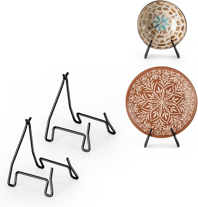 2 Pack Bowl Display Stand, 5.5 Inch Iron Bowl Holder, Plate Stand | by PUERSI