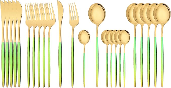 JASHII Flatware Set 24 Piece, Stainless Steel Silverware Set, Macaron Small by JASHII