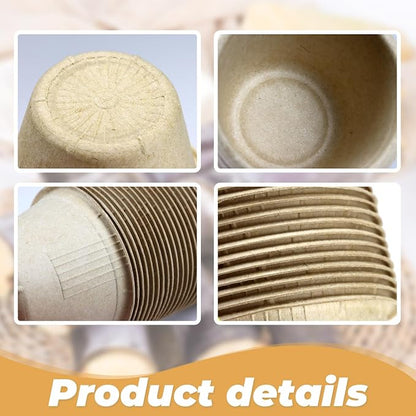 LeonBach 150 Pack 4 oz Natural Bagasse Fiber Paper Bowls, Small Disposable - Image 4