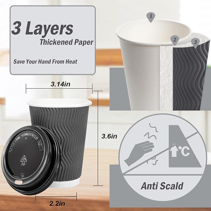 Lamosi 50 Pack 8 oz Insulated Disposable Coffee Cups - Image 3