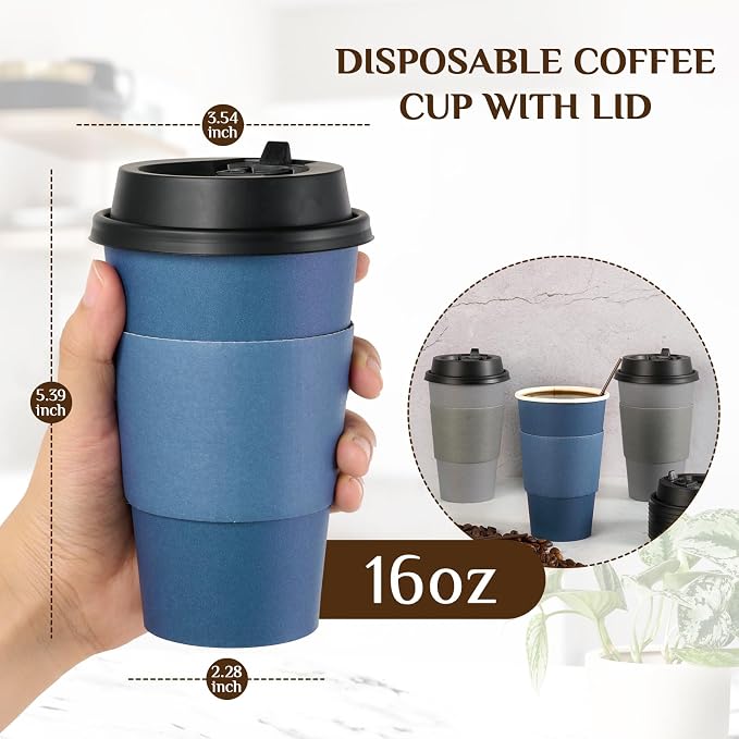 LITOPAK 100 Pack 16 oz Disposable Coffee Cups - Image 2
