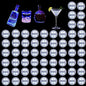 LED Drink Coaster, 60 Pack White, Round, Plastic, 24+ Hour Battery Life, 3 Lighting Modes