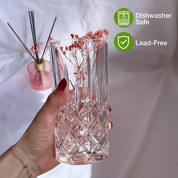 Qipecedm Drinking Glasses, 8 Piece Crystal Glass Cups, Mixed Glassware Set - Image 3
