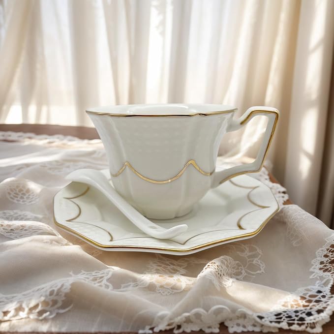 Tea Cup and Saucer Set for 1, 6.8 Oz | Coffee Cup - Image 8