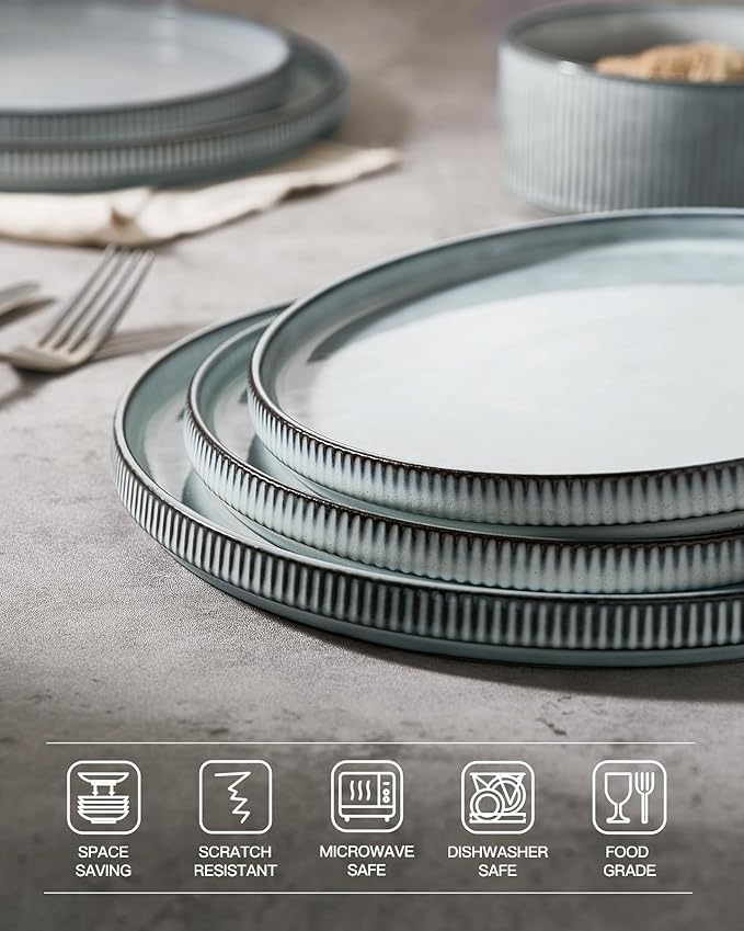 famiware Star Salad Plates for 6, 8 inches Plate Set, Stoneware Dinnerware - Image 4