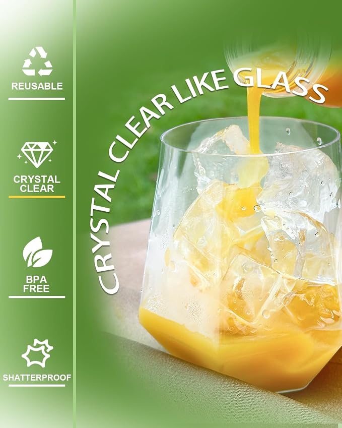 40 Pack Plastic Wine Glasses, 12 Oz Disposable Cocktail Whiskey Glasses | Clear - Image 5