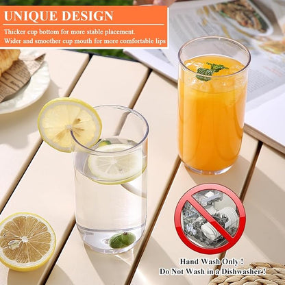 HOMQUEN 14oz Highball Glasses, PET Clear Plastic Water Glasses, Beer Glasses - Image 6