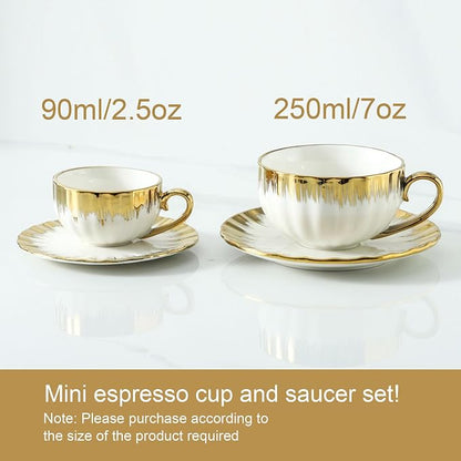 LETAOTAO Espresso Cups and Saucers, 2.5 oz Porcelain Espresso Cups Set of 6 | - Image 3