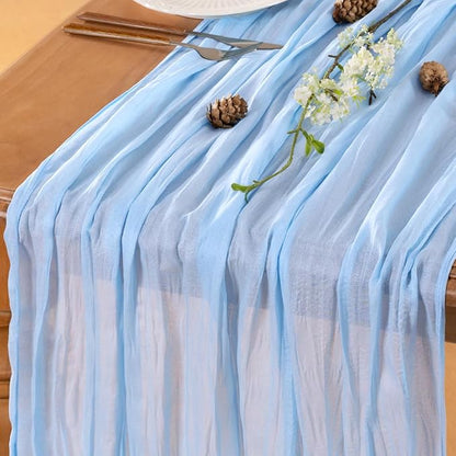 Baby Blue Cheesecloth Table Runner 160 Inches 14 Ft Gauze Table Runner | Summer - Image 5