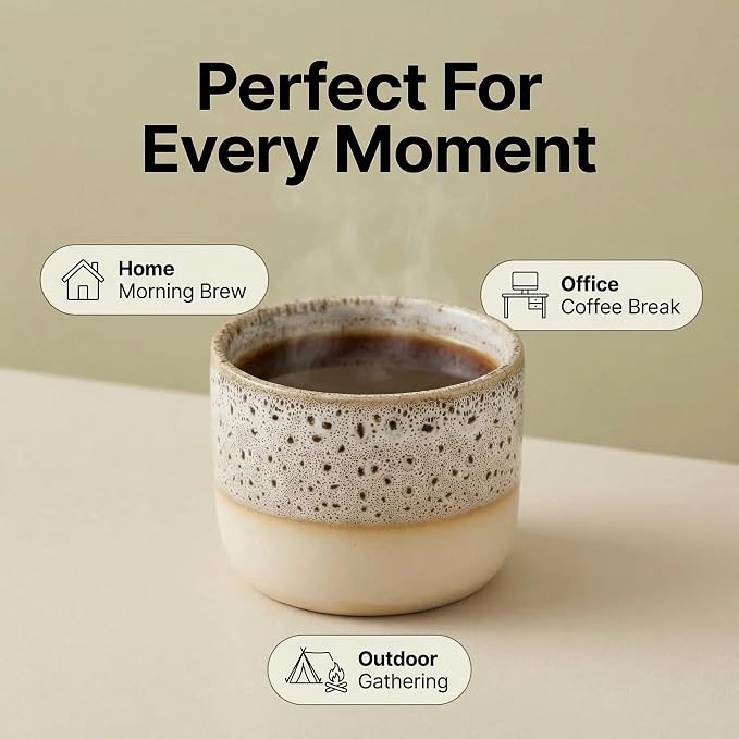 Ceramic Espresso Cups 3oz Small Modern Coffee Cup Thick Walled, Handleless - Image 2