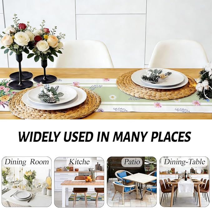 Vase Bloom Tulip Lavender Summer Table Runner, Home Dining Party Decor | Linen - Image 5