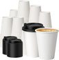 100 Pack 12 oz Disposable Coffee Cups with Lids, Paper Coffee Cups for Hot/Cold Drinks, Leak-Proof To Go Cups for Home, Cafes, Events and Office