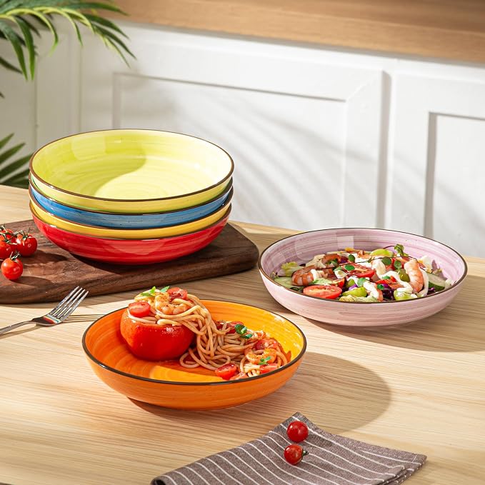 Y YHY Pasta Bowls Set of 6, 30 oz Ceramic Shallow Bowls, Serving Bowls Pasta - Image 6