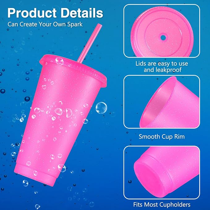 Amyhill 12 Pcs Reusable Glitter Cups - Image 3