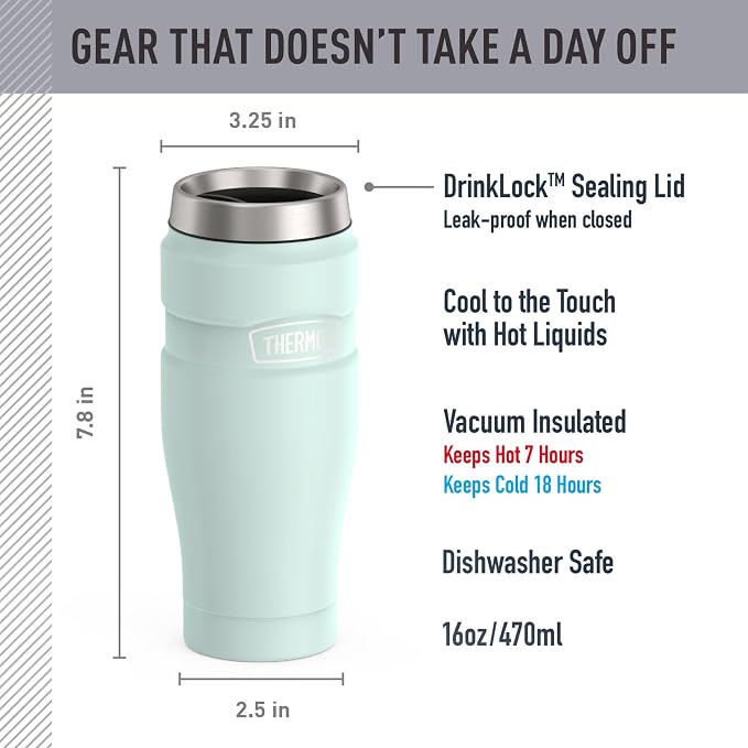 THERMOS Stainless King Stainless Steel Tumbler, Matte Light Blue | - Image 2