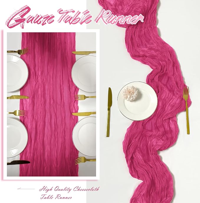15 Pack Hot Pink Cheesecloth Table Runner 17 x 108 inch Cheese Cloth Table - Image 6