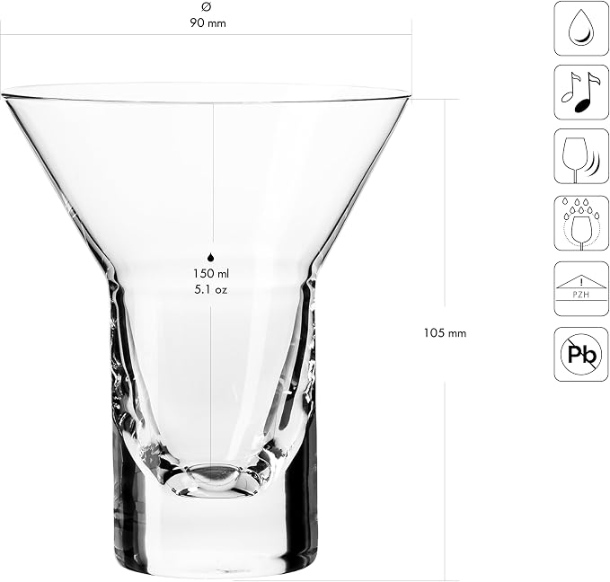 Krosno Cocktail Drinking Glasses, 5.1 Oz, SHAKE N°2, Breakfast Martini - Image 2