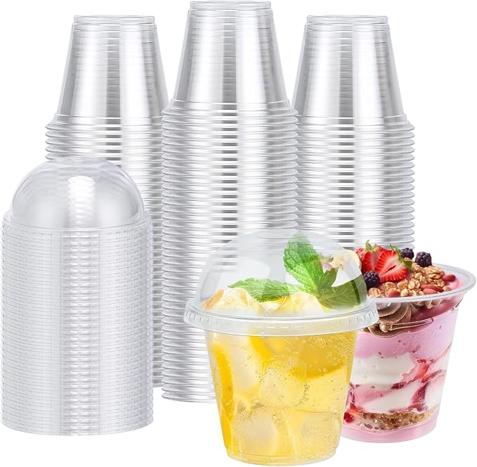 BYSNOW 100 Pack 9 oz Clear Plastic Dessert Cups by BYSNOW