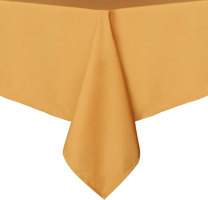 sancua Rectangle Tablecloth - 60 x 102 Inch - Stain and Wrinkle Resistant Washable Polyester Table Cloth, Decorative Fabric Table Cover for Dining Tables, Buffet Parties and Camping, Gold