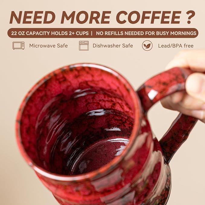 22oz Red Kiln-Change Ceramic Coffee Mug - Image 7