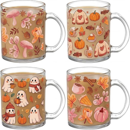 Tioncy 4 Pcs Halloween Coffee Mugs 12 oz Ghost Glass Cups by Tioncy