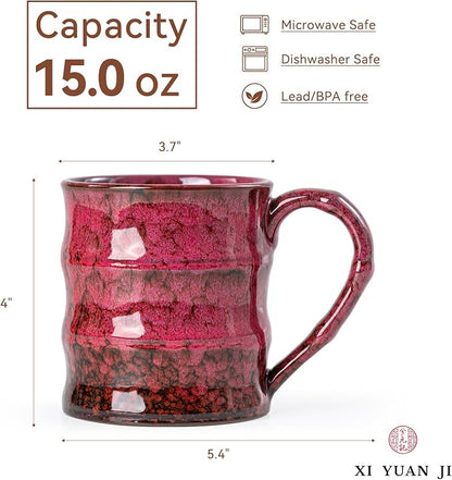 Rustic Red Ceramic Coffee Mug 15oz – Handcrafted Unique Gift - Image 6