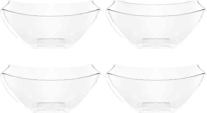 PLASTICPRO Disposable Square Serving Bowls, Party Snack or Salad Bowl, Plastic by PLASTICPRO