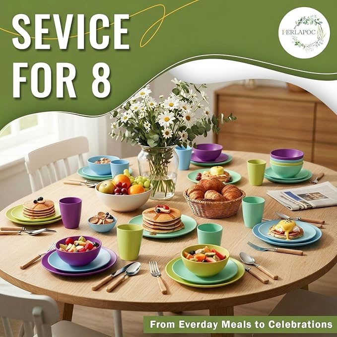 Kitchen Wheat Straw Dinnerware Set | Service - Image 7