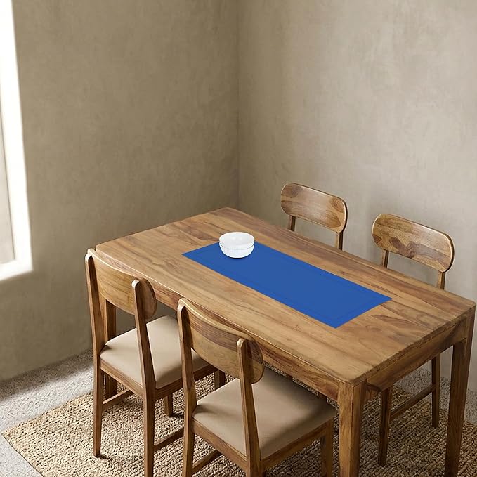 Solino Home 100% Pure Linen Table Runner Blue, Classic Hemstitch 14 x 36 in | - Image 2