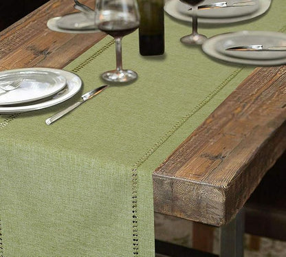 Grelucgo Handcrafted Solid Color Dining Table Runner, Double-Hemstitched - Image 6