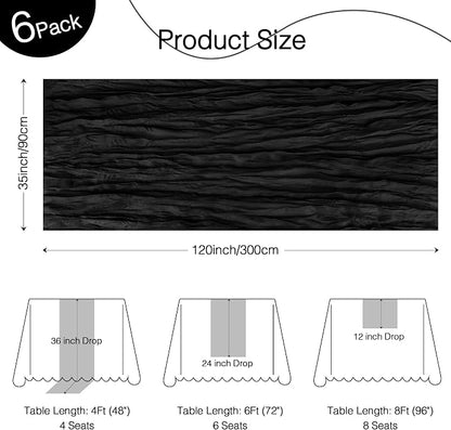 6 Pack Black Cheesecloth Table Runner Boho Gauze Home Decor | 120 Inch Sheer - Image 2