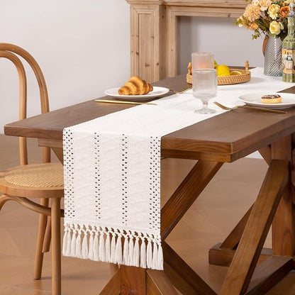MLMW Ivory Table Runner 72 inches Boho Home Decor Farmhouse Rustic Dining Table - Image 5