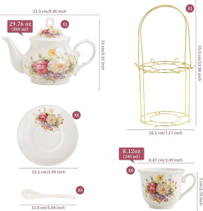 20-Pieces Porcelain Tea Sets For Women, Tea Set For Adult - Image 3