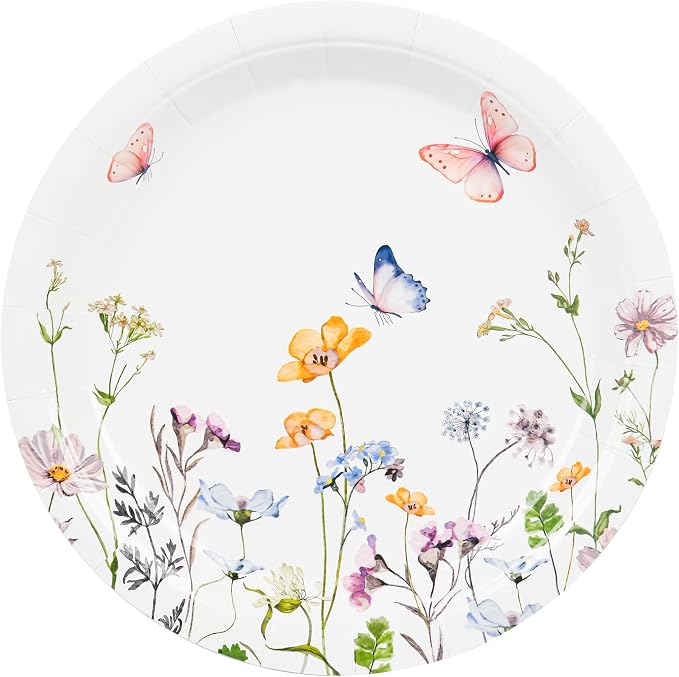 AimFun 24 Pcs Wildflower Paper Plates 9 Inch Disposable Floral Plates | by AimFun