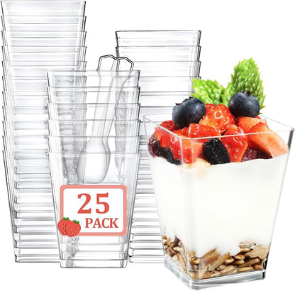 Eupako 25 Pack 5 OZ Plastic Mini Dessert Cups by Eupako