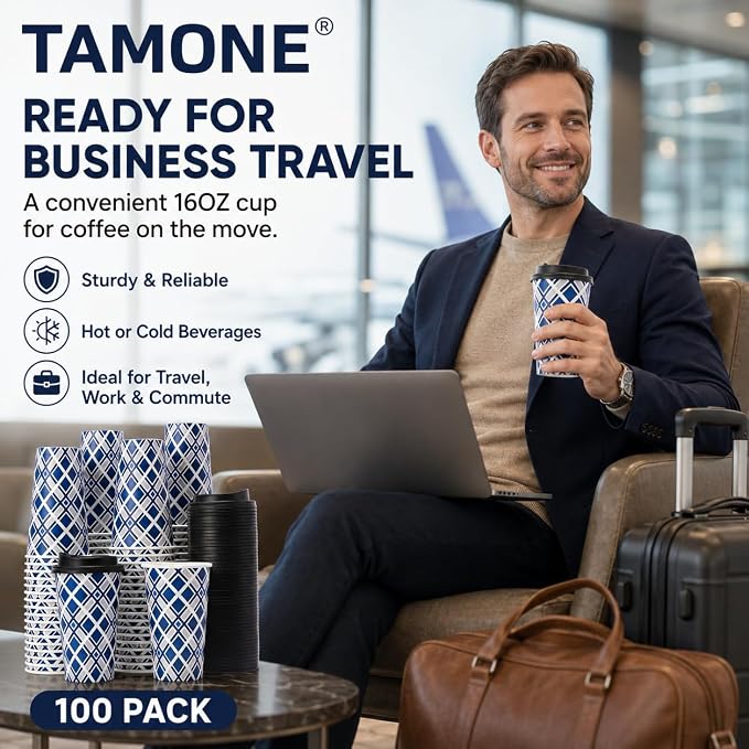 Tamone 100 PACK 16OZ Disposable Coffee Cups - Image 7