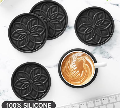 HFHOME Coasters for Drinks 4 Pcs Silicone Coasters Set, Drink Coaster for - Image 3