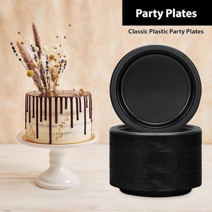 Black Plastic Plates 9 Inch - Image 3