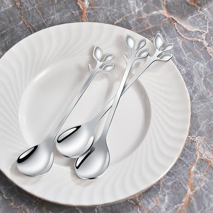 AnSaw Elegant Silver Leaf Coffee Spoons - Image 6