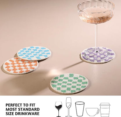 Folkulture Coaster for Drinks | Pack of 4 Multicolor Boho Coasters | Cute Round - Image 2