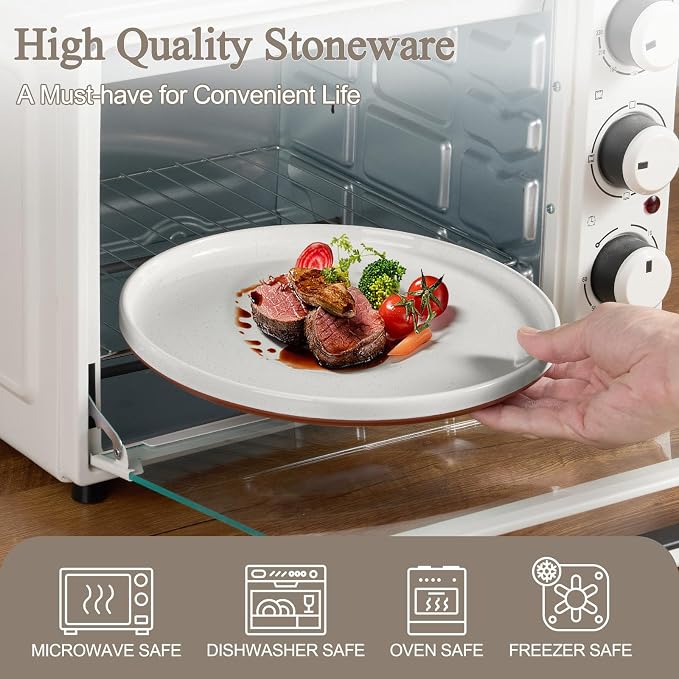 LIANYU Plates and Bowls Sets, 12 Pieces Stoneware Dinnerware Set - Image 4