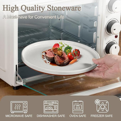 LIANYU 24 Pieces Porcelain Dinnerware Sets, Premium Plates and Bowls Set | - Image 4