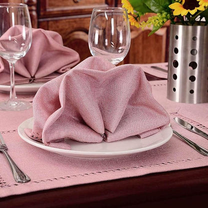 Grelucgo Handcrafted Pink Color Dining Table Napkins, Double-Hemstitched) - Image 4