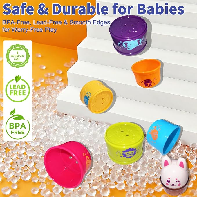 WEEJOYGAM Stacking Cups Baby Toys 6-12 Months, Stacking Toys - Image 3