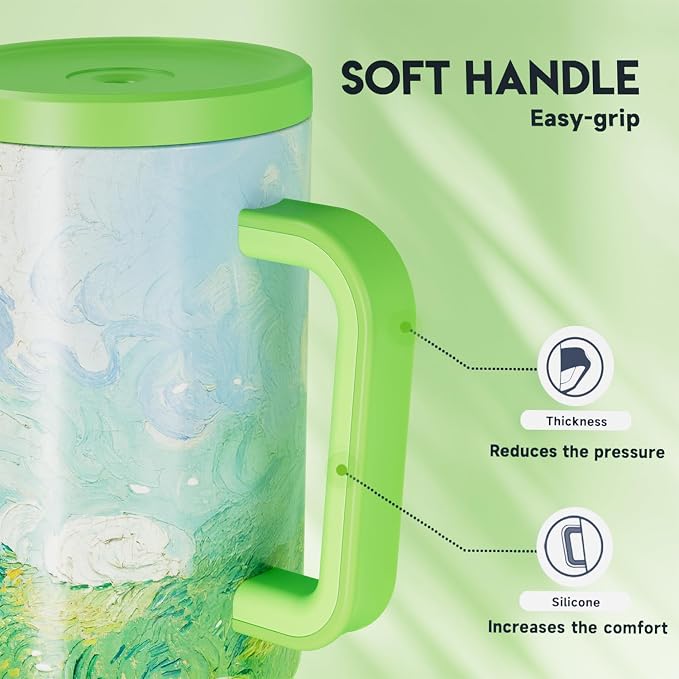 Meoky 40 oz Tumbler with Handle and Straw: Stainless Steel Insulated Tumbler - Image 6