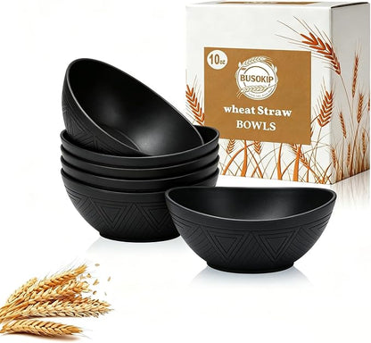 10oz Small Bowls, Unbreakable Wheat Straw Bowls Set of 6, Mini Bowl by BUSOKIP