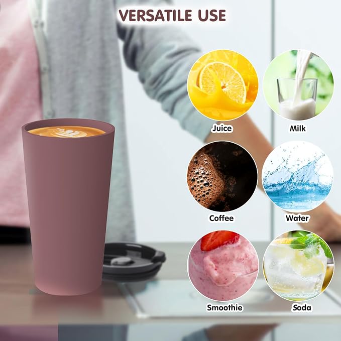 Greentainer 4 Pack Plastic Travel Coffee Mug Set, 20 oz Spill Proof Drinking - Image 6